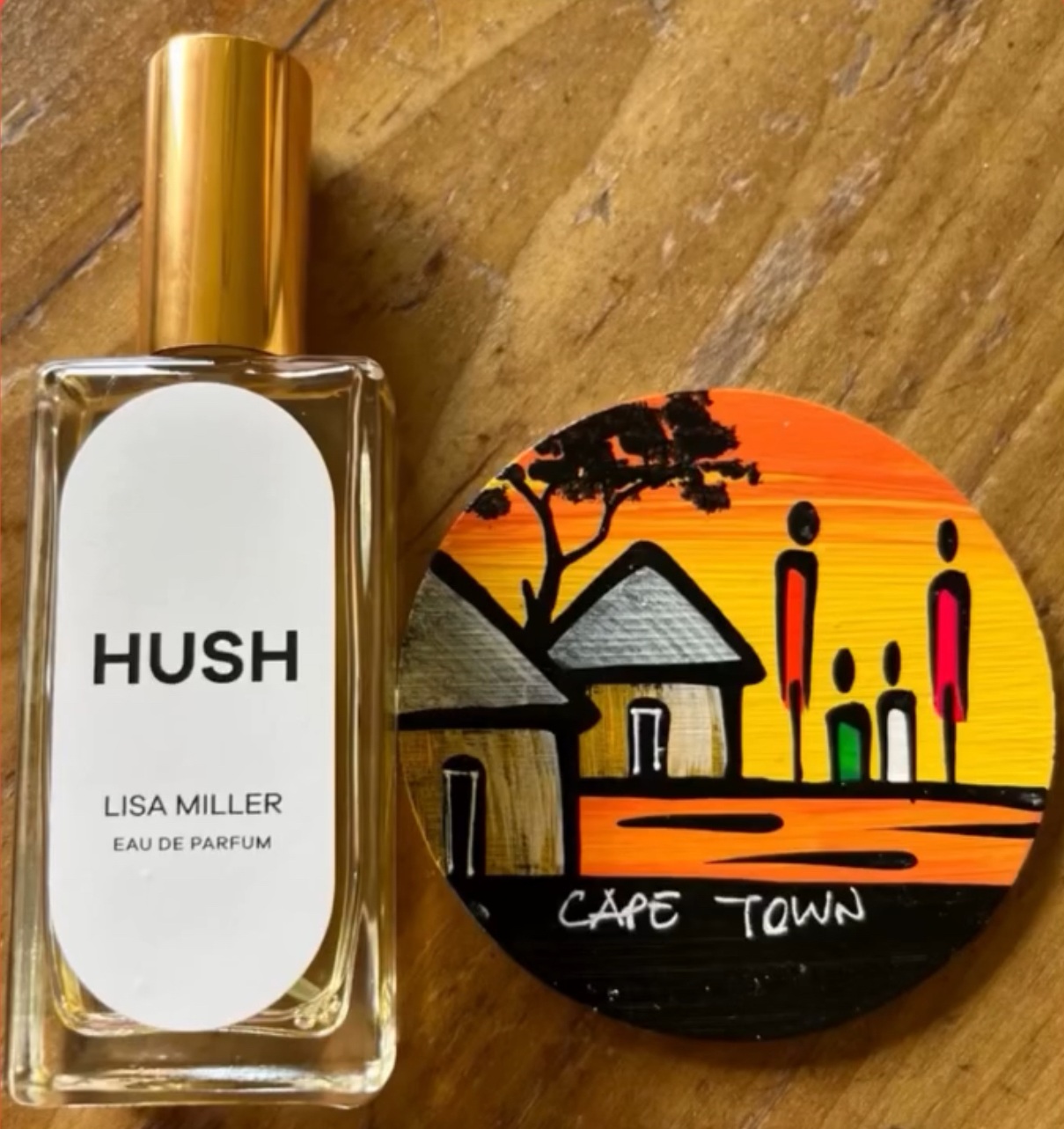 Hush 50ml bottle with artwork from Cape Town, South Africa — product and origin